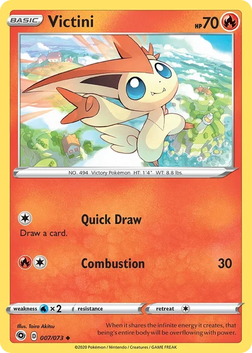 Victini 7 Pokemon card from Champion's Path set