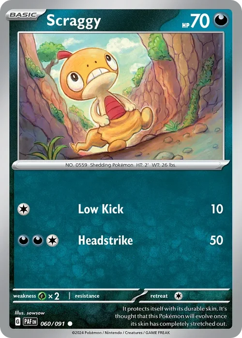 Scraggy 60 Pokemon card from Paldean Fates set