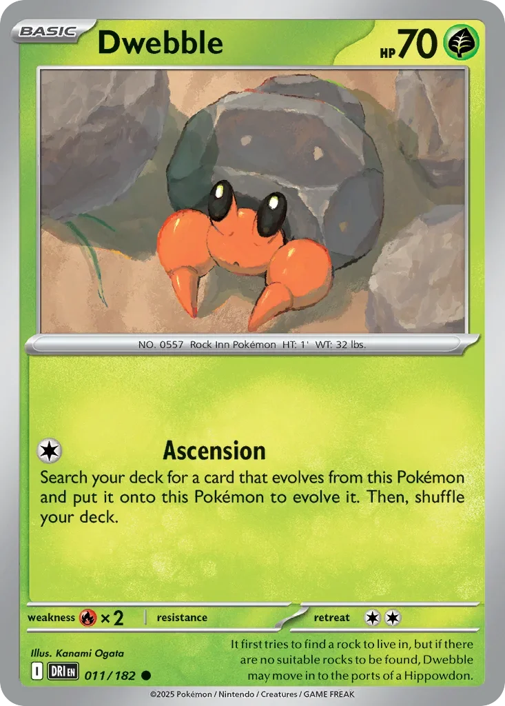 Dwebble 11 Pokemon card from Destined Rivals set