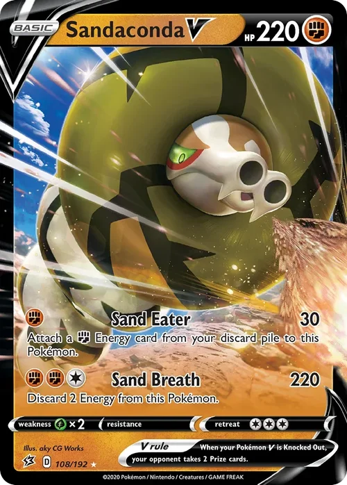 Sandaconda V 108 Pokemon card from Rebel Clash set