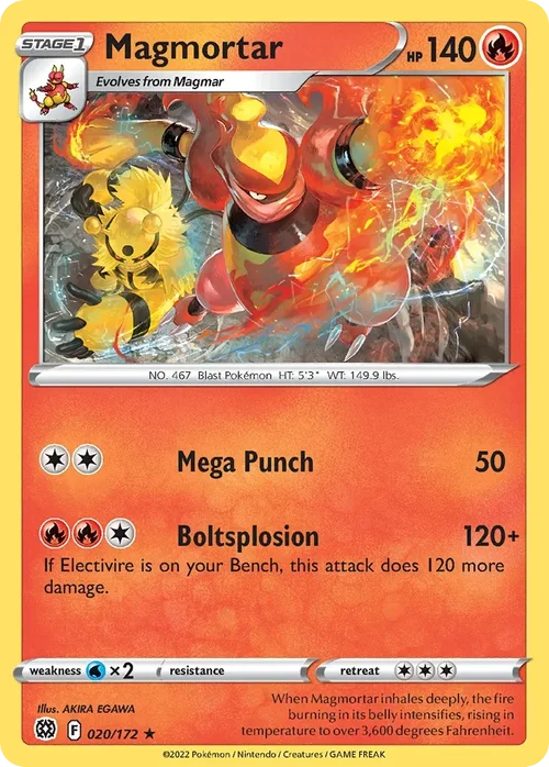 Magmortar 020 Pokemon card from Brilliant Stars set