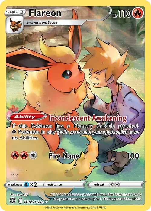 Flareon 001 Pokemon card from Brilliant Stars set
