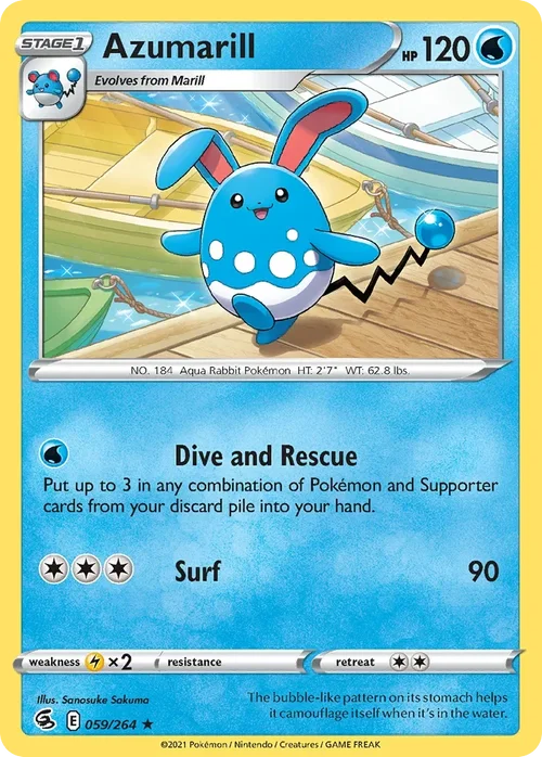 Azumarill 59 Pokemon card from Fusion Strike set