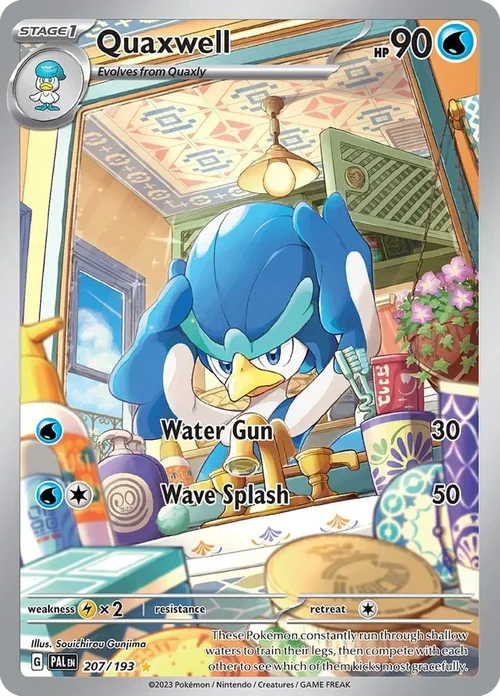 Quaxwell 207 Pokemon card from Paldea Evolved set