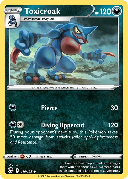 Toxicroak 110 Pokemon card from Silver Tempest set