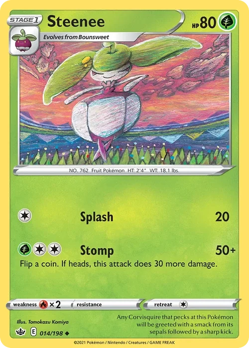 Steenee 14 Pokemon card from Chilling Reign set