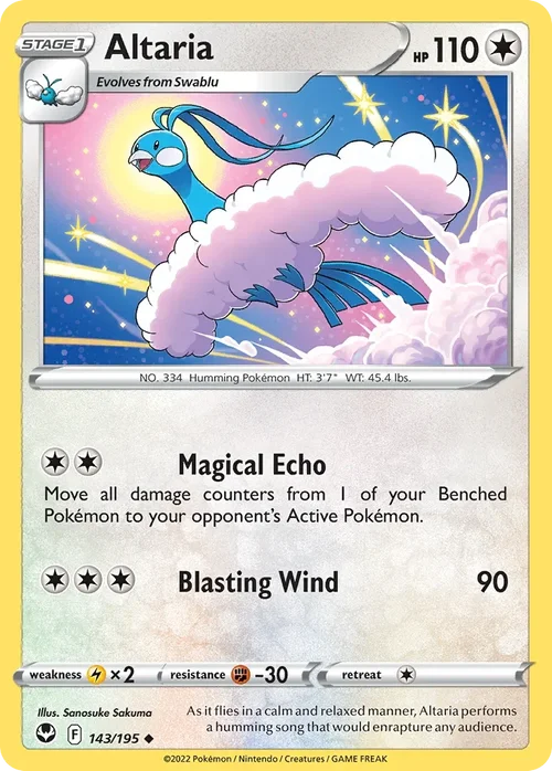 Altaria 143 Pokemon card from Silver Tempest set
