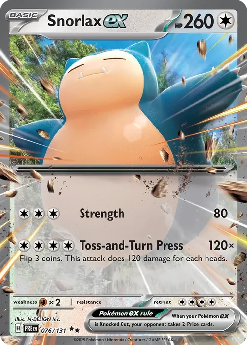 Snorlax ex 76 Pokemon card from Prismatic Evolutions set