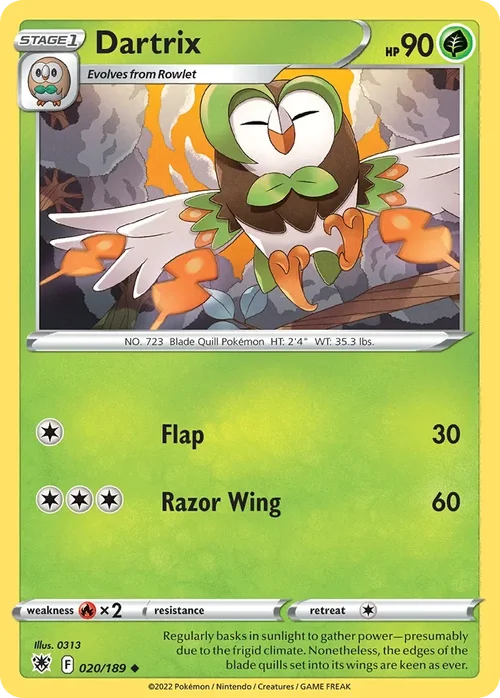 Dartrix 020 Pokémon card from Astral Radiance set