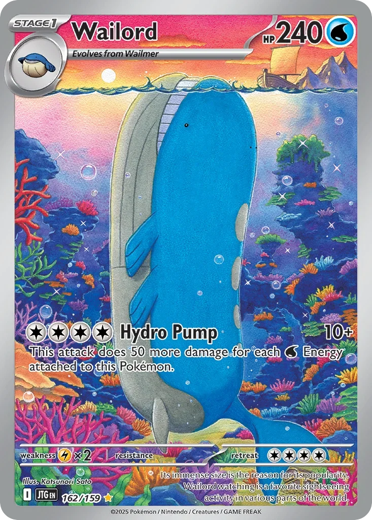 Wailord 162 Pokémon card from JTG set