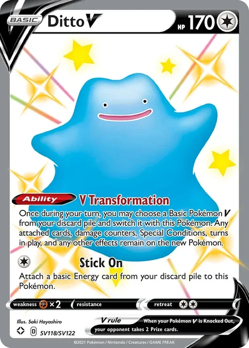 Ditto V SV118 Pokemon card from Shining Fates set