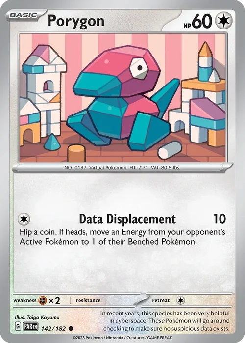 Porygon 142 Pokemon card from Paradox Rift set
