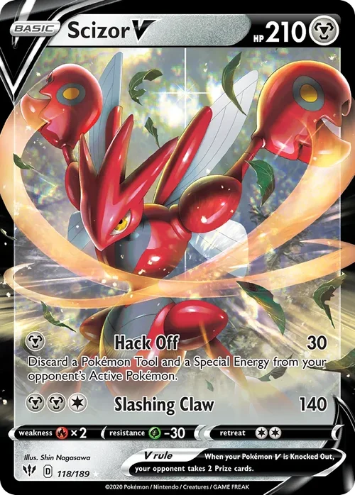 Scizor V 118 Pokemon card from Darkness Ablaze set