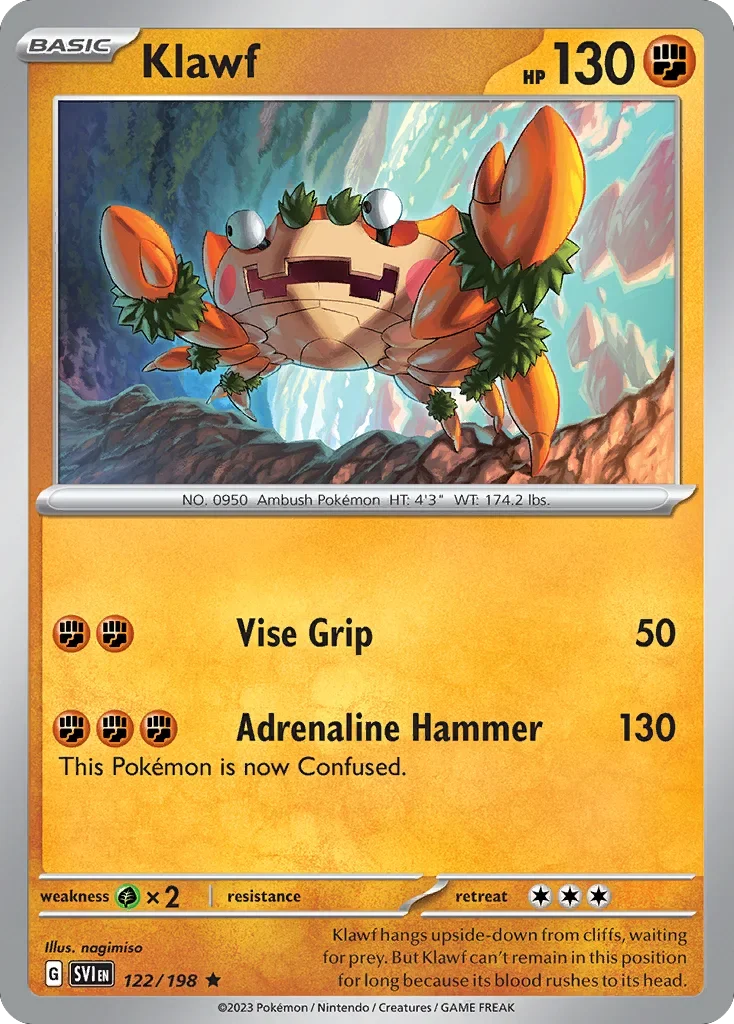 Klawf 122 Pokemon card from Scarlet & Violet set