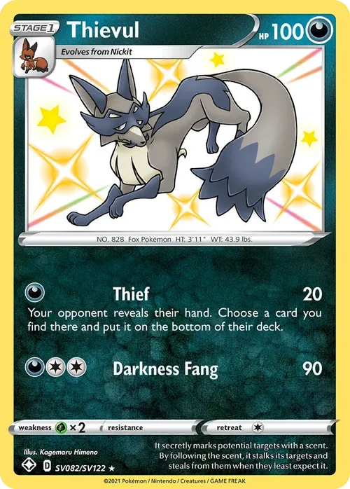 Thievul SV082 Pokemon card from Shining Fates set