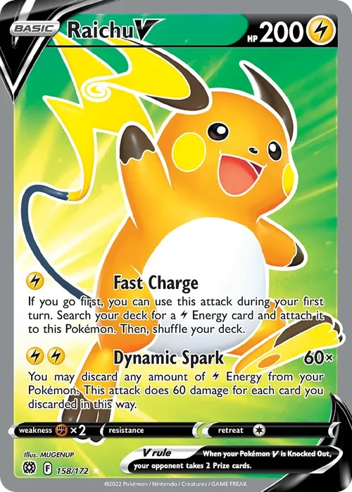 Raichu V 158 Pokemon card from Brilliant Stars set