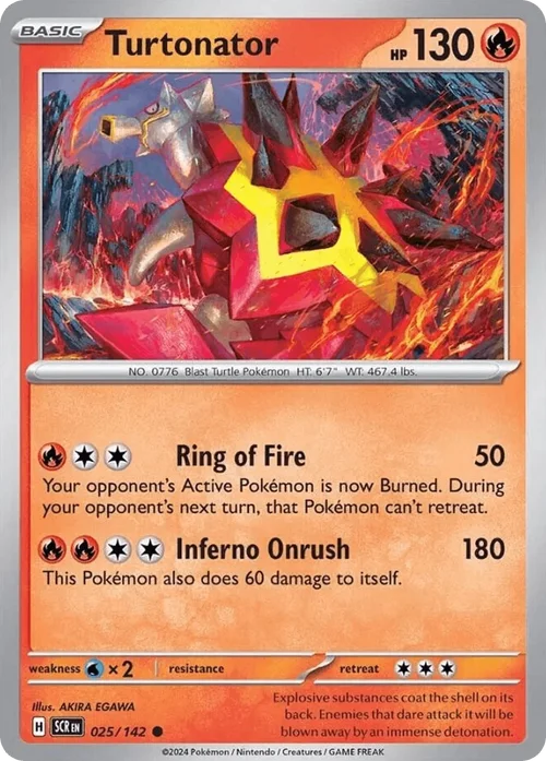 Turtonator 25 Pokemon card from Stellar Crown set