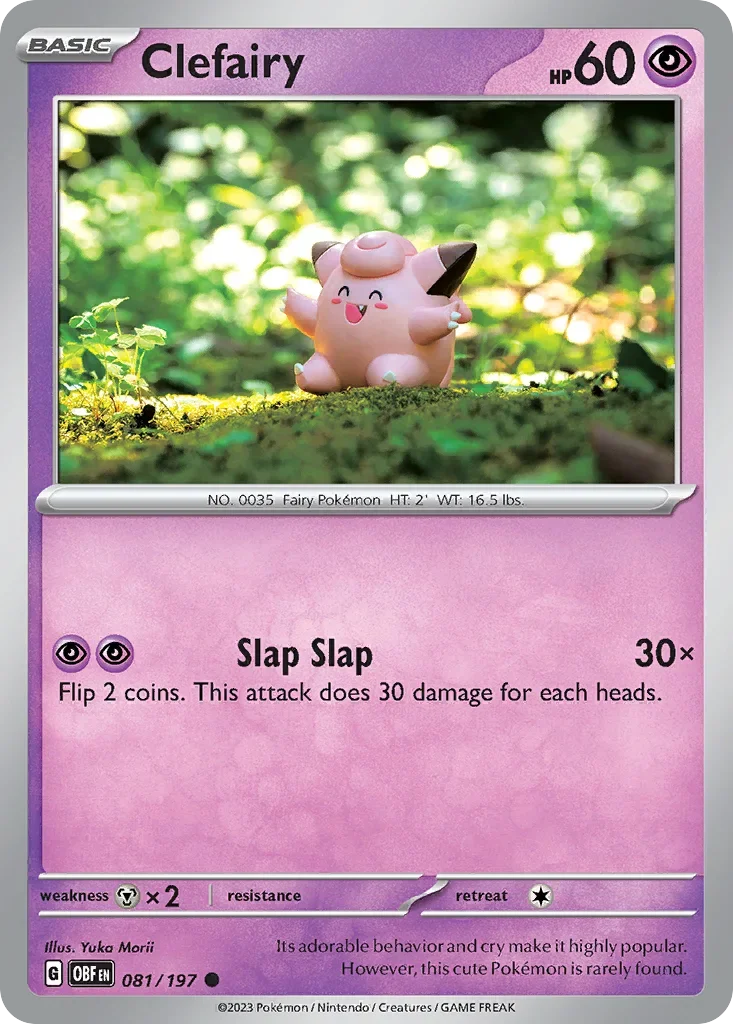 Clefairy 81 Pokémon card from Obsidian Flames set