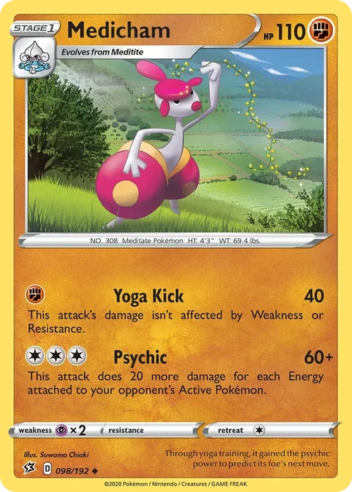 Medicham 98 Pokemon card from Rebel Clash set