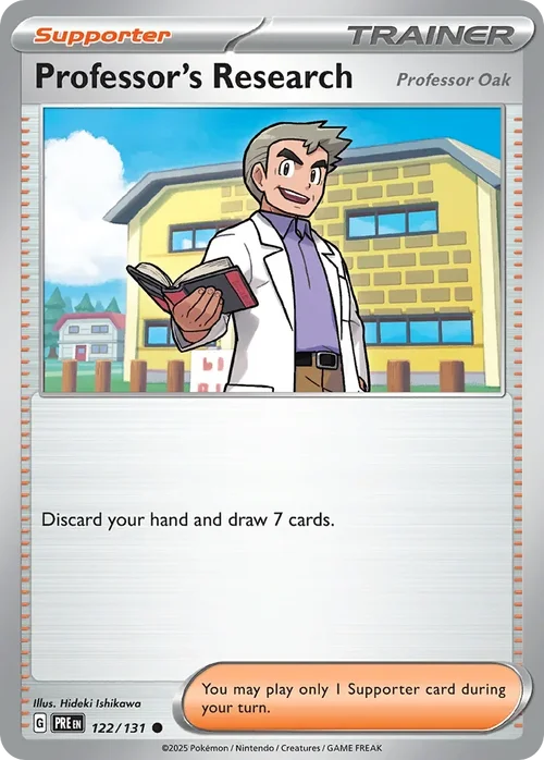 Professor's Research 122 Pokemon card from Prismatic Evolutions set