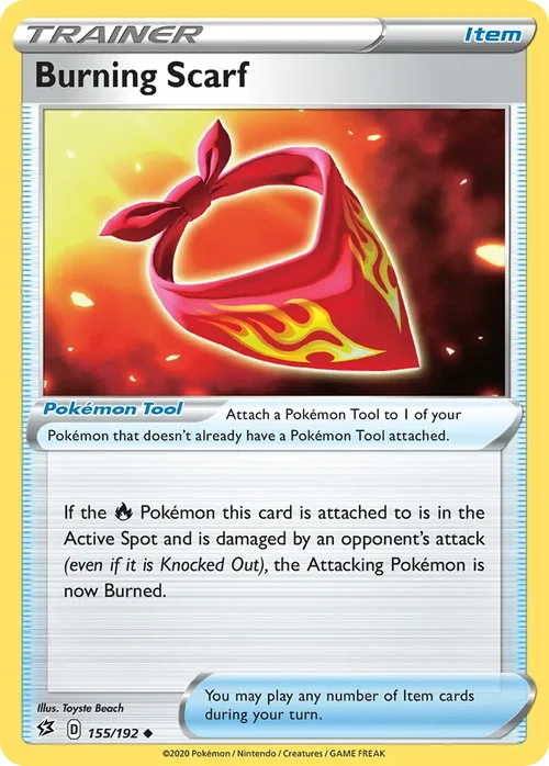Burning Scarf 155 Pokemon card from Rebel Clash set