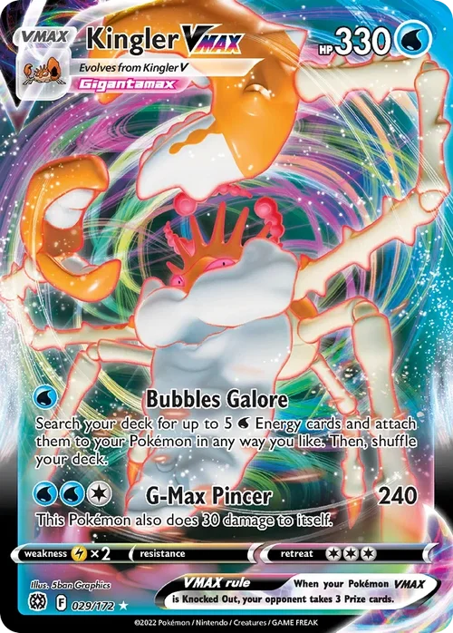 Kingler VMAX 029 Pokemon card from Brilliant Stars set
