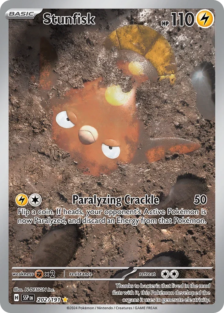Stunfisk 202/167 Pokemon card from Surging Sparks set