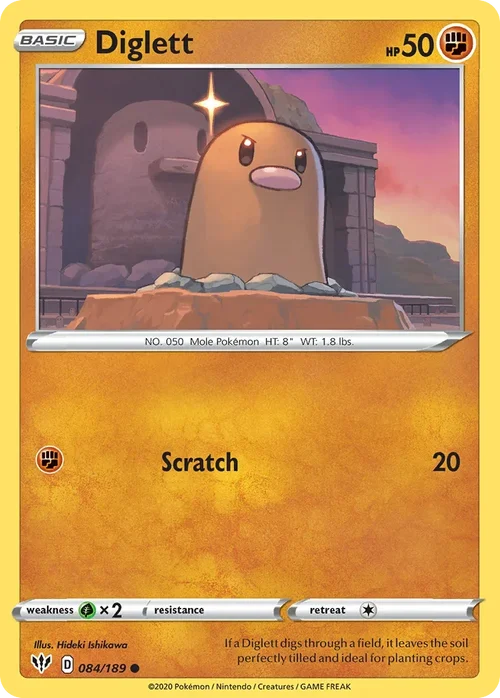 Diglett 84 Pokemon card from Darkness Ablaze set