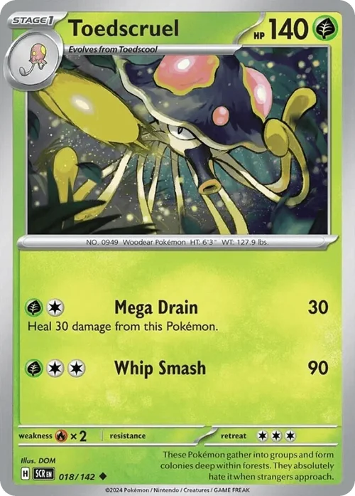 Toedscruel 18 Pokemon card from Stellar Crown set