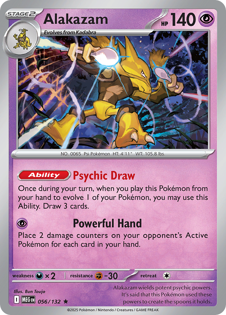 Alakazam 56 Pokemon card from Mega Evolution set