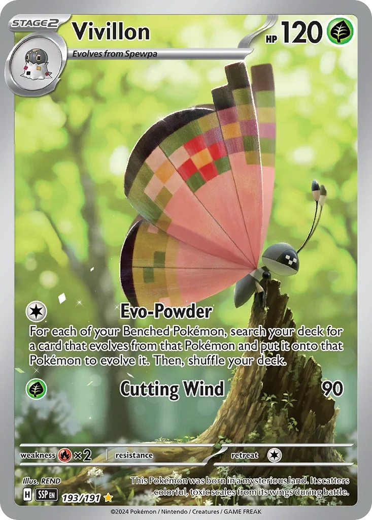 Vivillon 193/167 Pokemon card from Surging Sparks set