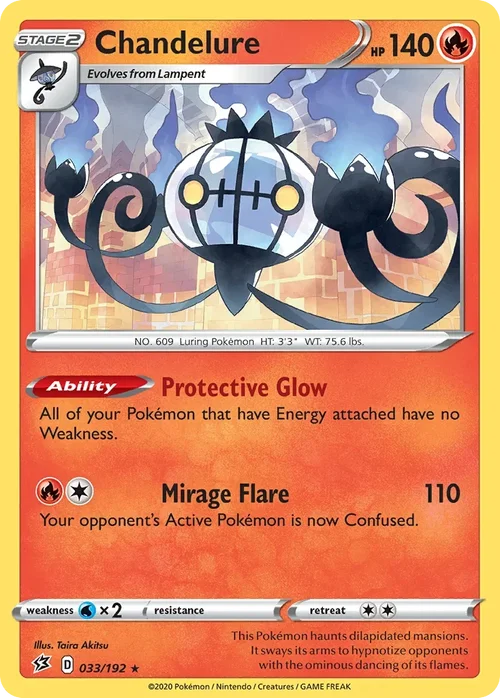 Chandelure 33 Pokemon card from Rebel Clash set