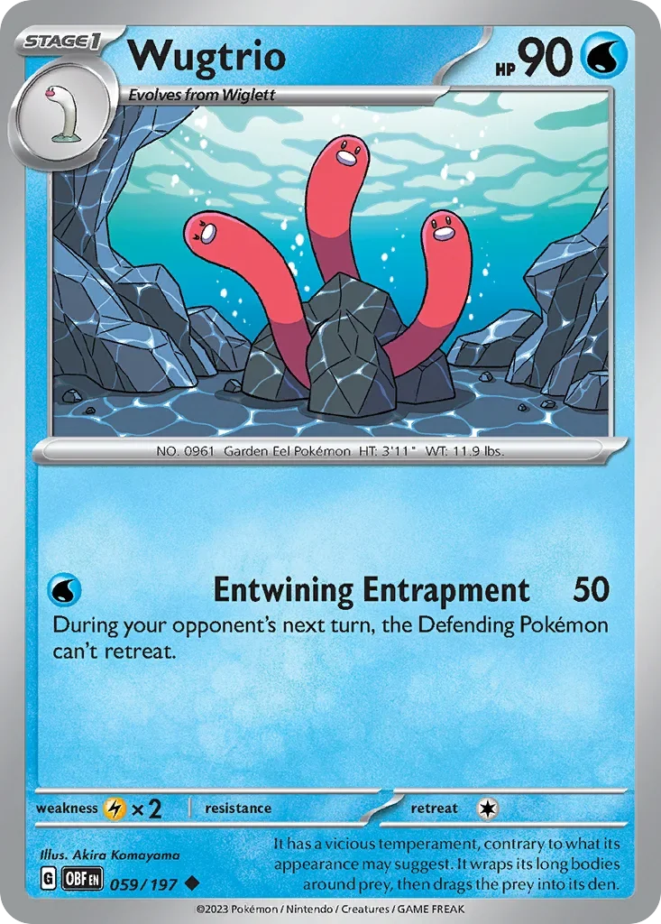 Wugtrio 59 Pokémon card from Obsidian Flames set