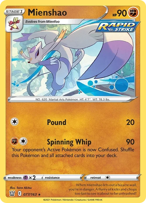 Mienshao 77 Pokemon card from Battle Styles set