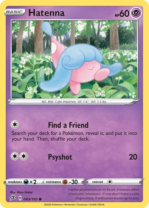 Hatenna 83 Pokemon card from Rebel Clash set