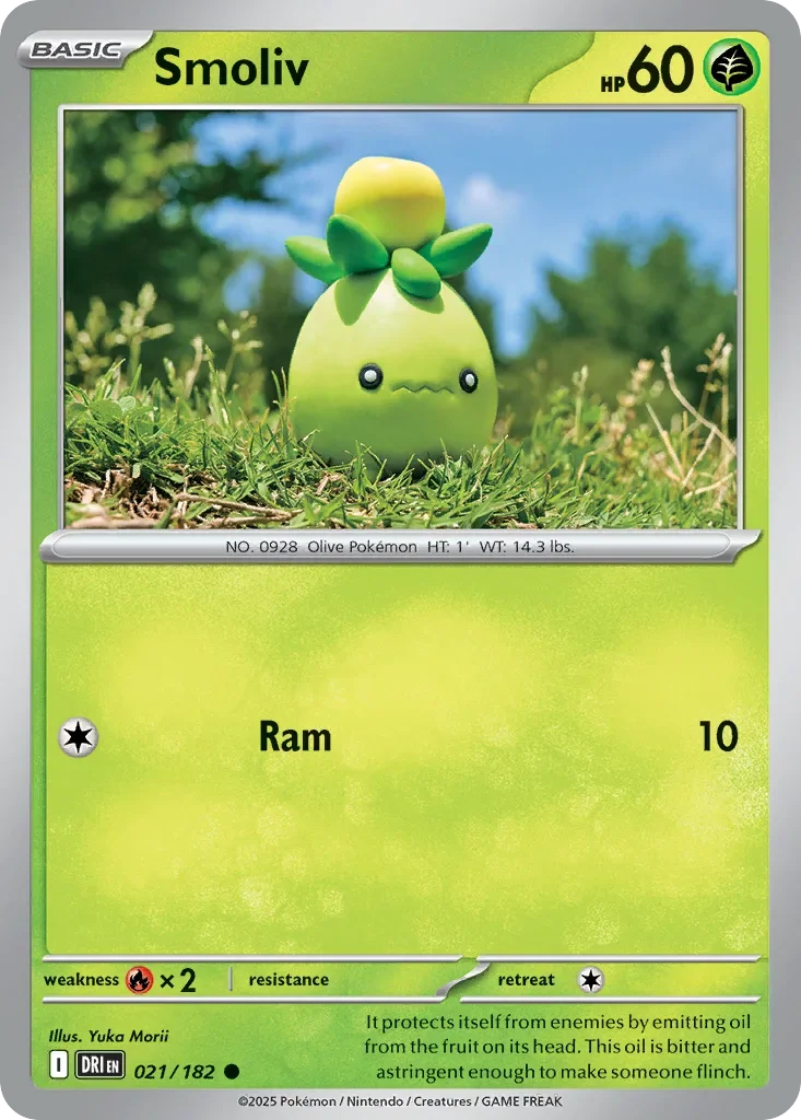 Smoliv 21 Pokemon card from Destined Rivals set