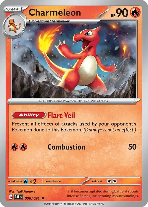 Charmeleon 8 Pokemon card from Paldean Fates set