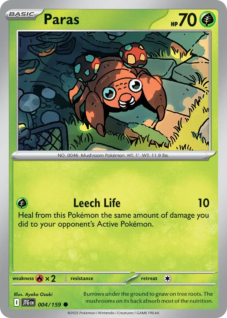 Paras 4 Pokémon card from JTG set