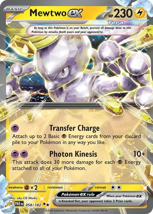 Mewtwo ex 58 Pokemon card from Paradox Rift set