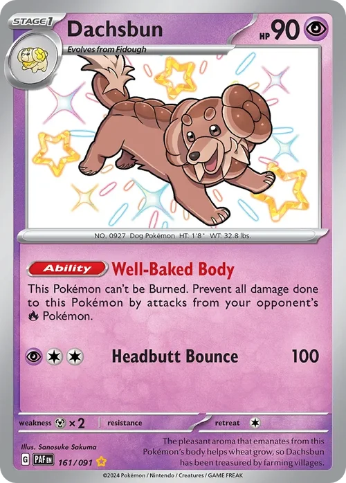 Dachsbun 161 Pokemon card from Paldean Fates set