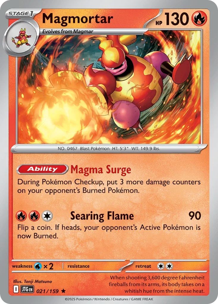 Magmortar 21 Pokémon card from JTG set