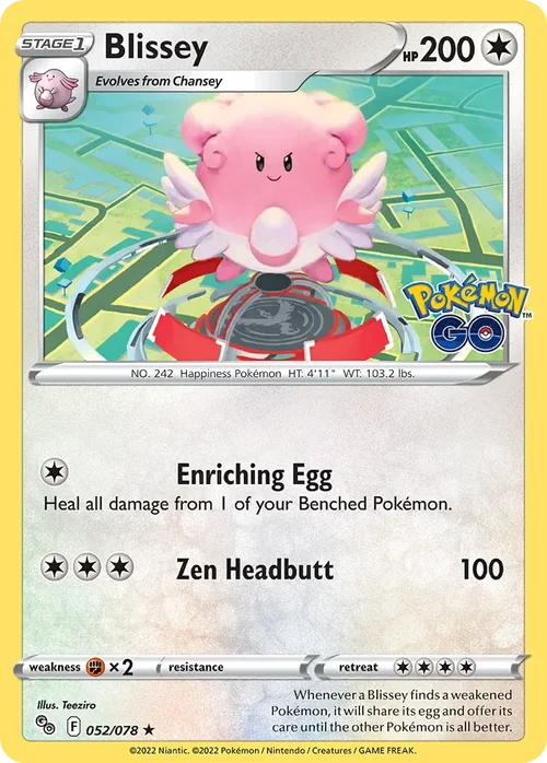 Blissey 52 Pokemon card from Pokemon GO set
