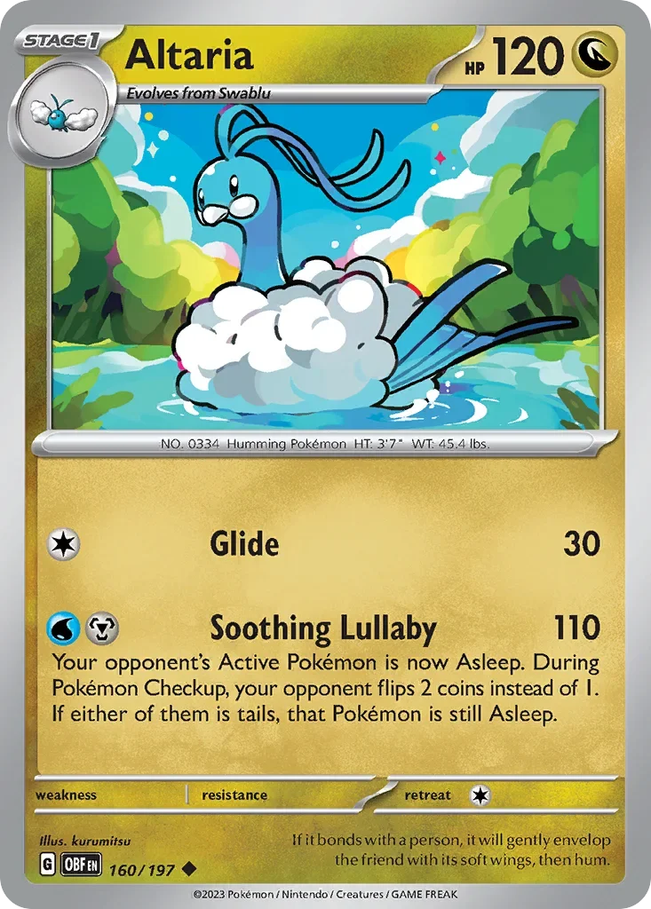 Altaria 160 Pokémon card from Obsidian Flames set