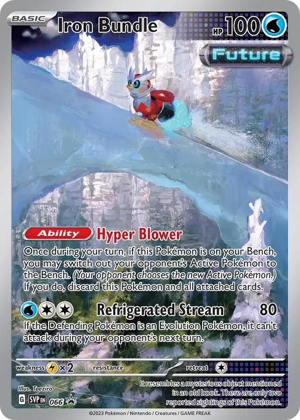A Pokémon trading card for a Pokémon called 'Ice Rider Calyrex V.' The card features an illustration of a horse-like Pokémon standing on a snowy mountain with icy cliffs in the background. The Pokémon is white with a red and blue mane, and has a majestic appearance. The card indicates it is a Basic Pokémon with 100 HP, includes abilities named 'Hyper Blower' and 'Refrigerated Stream,' and details its attacks, weaknesses, and other game info.