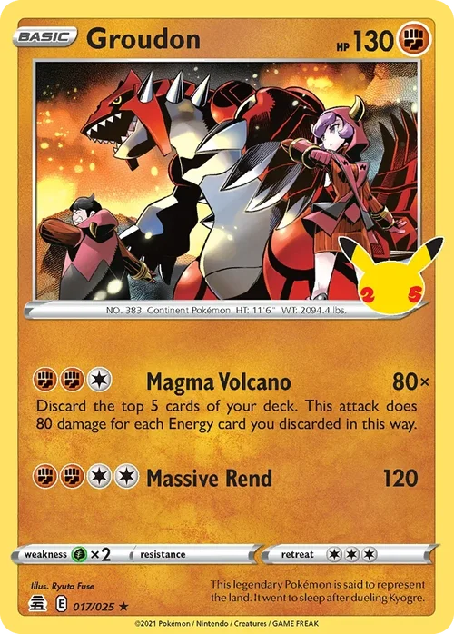 Groudon 17 Pokemon card from Celebrations set