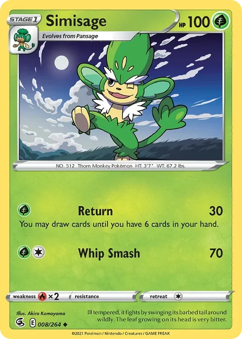 Simisage 8 Pokemon card from Fusion Strike set
