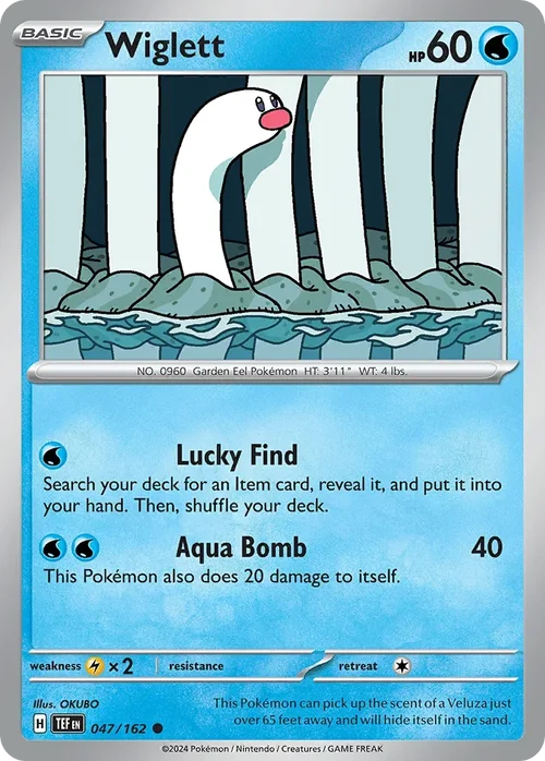 Wiglett 47 Pokemon card from Temporal Forces set