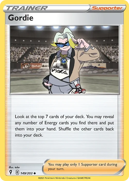 Gordie 149 Pokemon card from Evolving Skies set