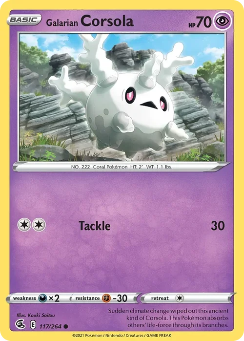 Galarian Corsola 117 Pokemon card from Fusion Strike set