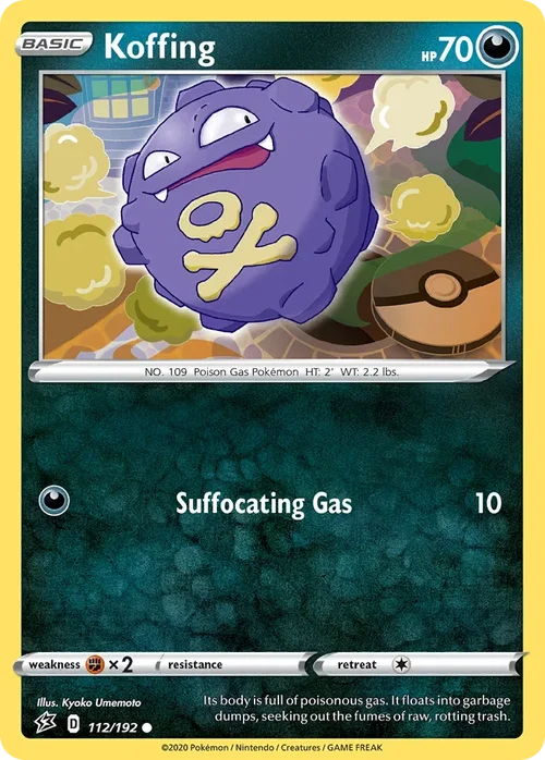 Koffing 112 Pokemon card from Rebel Clash set